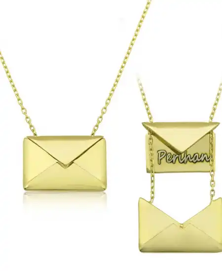 Gümüş Gold Sevgiliye Mektup Bayan Kolye