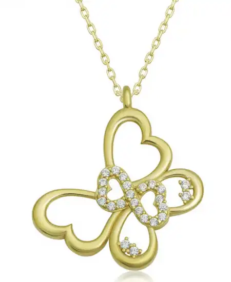 Gümüş Gold Sonsuzluk Kelebek Kadın Kolye