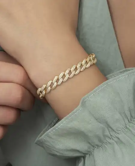 Gümüş Gold Taşlı Gurmet Bayan Bileklik