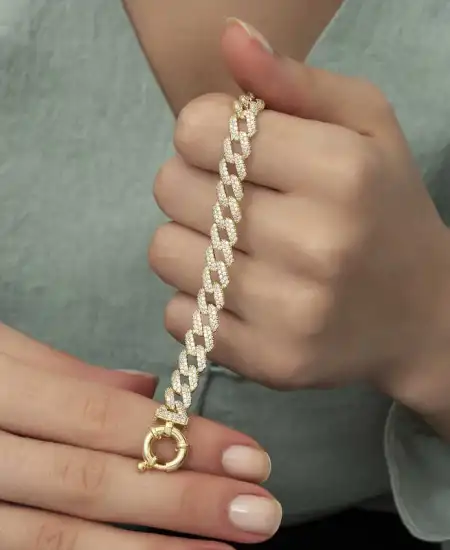 Gümüş Gold Taşlı Gurmet Bayan Bileklik