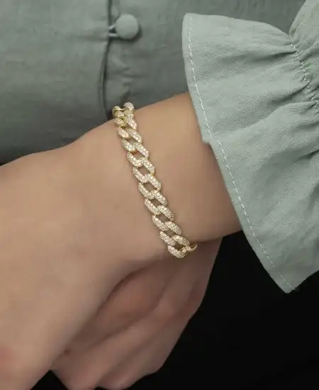 Gümüş Gold Taşlı Gurmet Bayan Bileklik