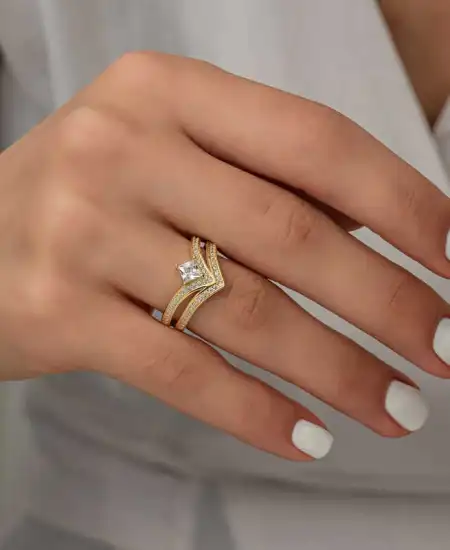 Gümüş Gold Tek Taş Kadın Yüzük