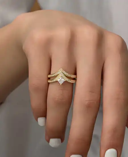 Gümüş Gold Tek Taş Kadın Yüzük