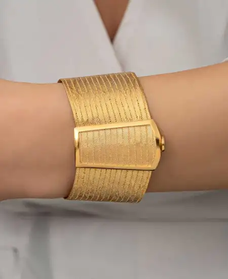 Gümüş Gold Trabzon Hasır Kadın Bileklik