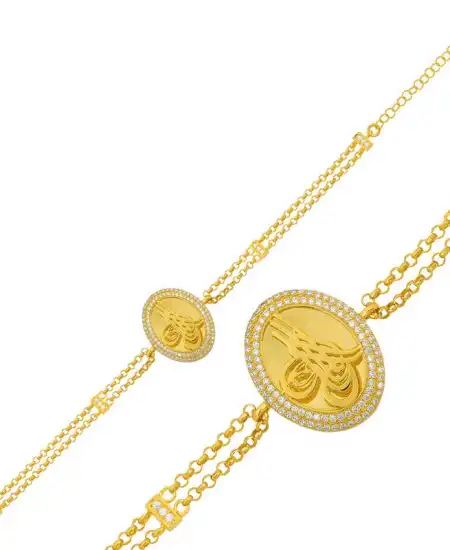 Gümüş Gold Tuğralı Bayan Bileklik