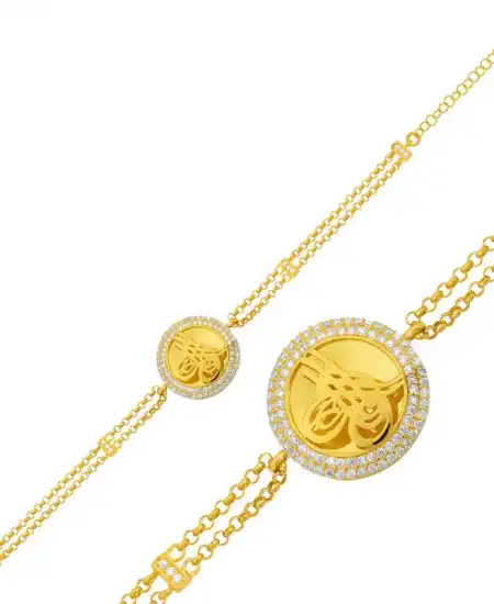 Gümüş Gold Tuğralı Bayan Bileklik