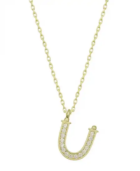 Gümüş Gold Ü Harfi Kadın Kolye