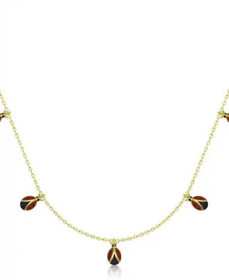 Gümüş Gold Uğur Böceği Şans Kadın Kolye