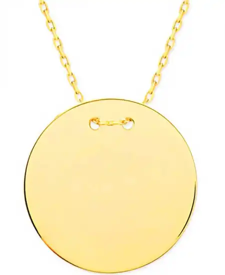 Gümüş Gold Yuvarlak Plaka Kolye