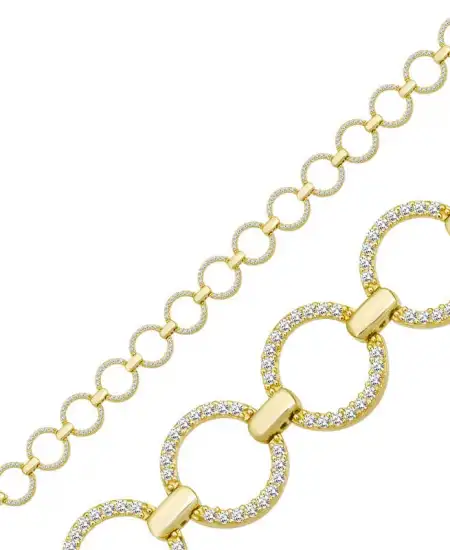 Gümüş Gold Yuvarlak Taşlı Kadın Bileklik