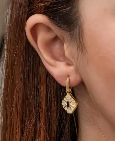 Gümüş Gold Zirkon Taşlı Kadın Küpe