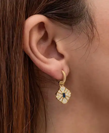 Gümüş Gold Zirkon Taşlı Kadın Küpe