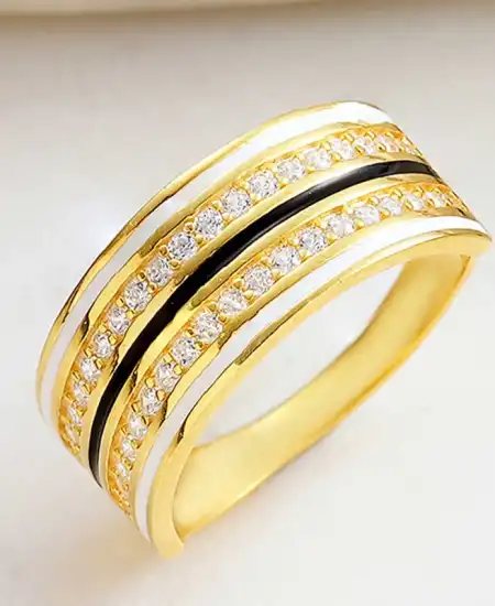 Gümüş Gold Zirkon Taşlı Kadın Yüzük