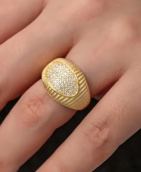 Gümüş Gold Zirkon Taşlı Kadın Yüzük