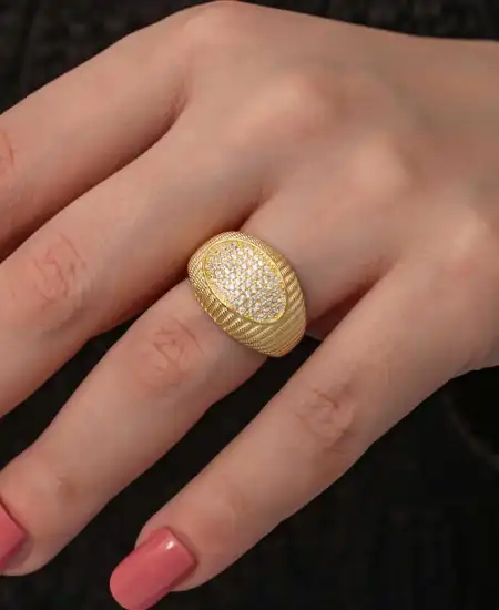 Gümüş Gold Zirkon Taşlı Kadın Yüzük