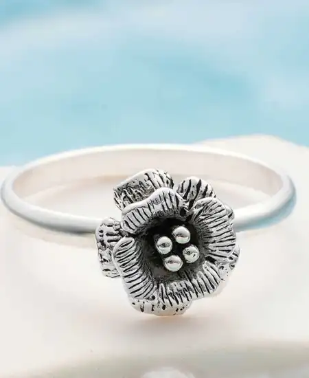 Gümüş Gül Kadın Yüzük