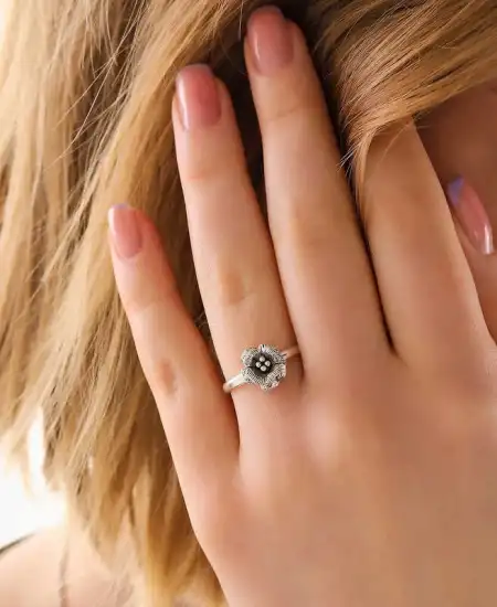 Gümüş Gül Kadın Yüzük