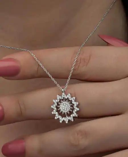 Gümüş Güneş Kadın Kolye