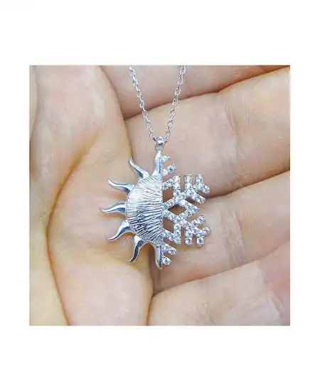 Gümüş Güneş Kartanesi Bayan Kolye