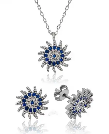 Gümüş Güneşli Nazar Bayan Set