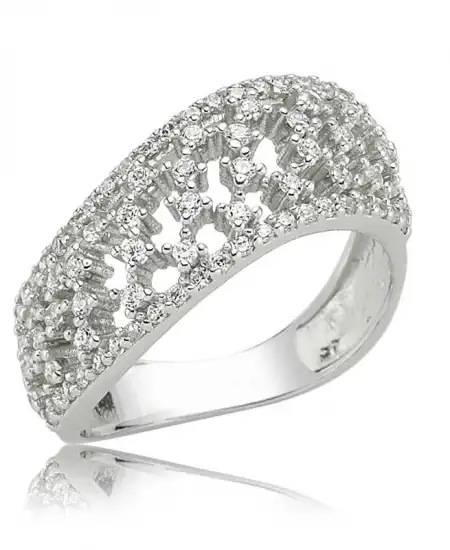 Gümüş Halı Desenli Bayan Yüzük