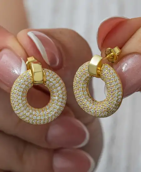 Gümüş Halka Gold Kadın Küpe