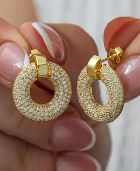 Gümüş Halka Gold Kadın Küpe