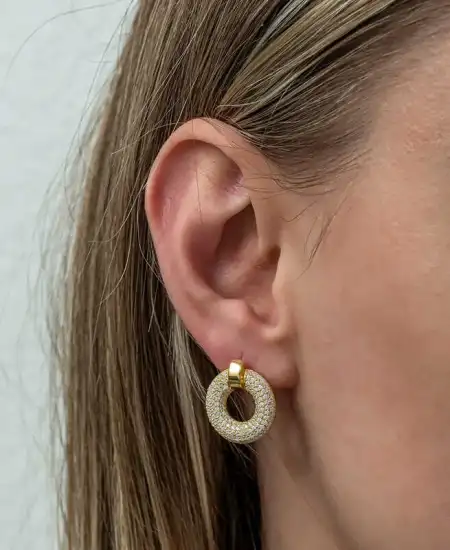 Gümüş Halka Gold Kadın Küpe