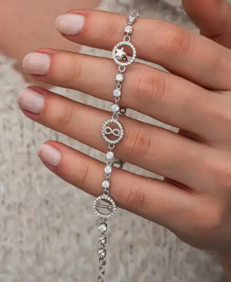 Gümüş Halka İçinde Şans Kadın Bileklik