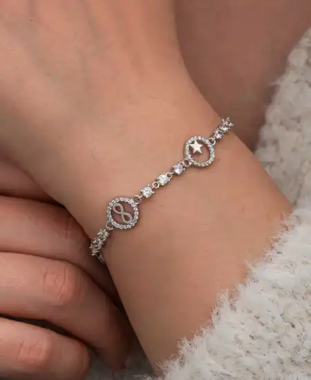 Gümüş Halka İçinde Şans Kadın Bileklik