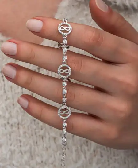 Gümüş Halka İçinde Sonsuzluk Kadın Bileklik