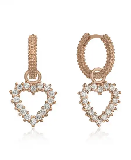 Gümüş Halka Kalp Bayan Küpe