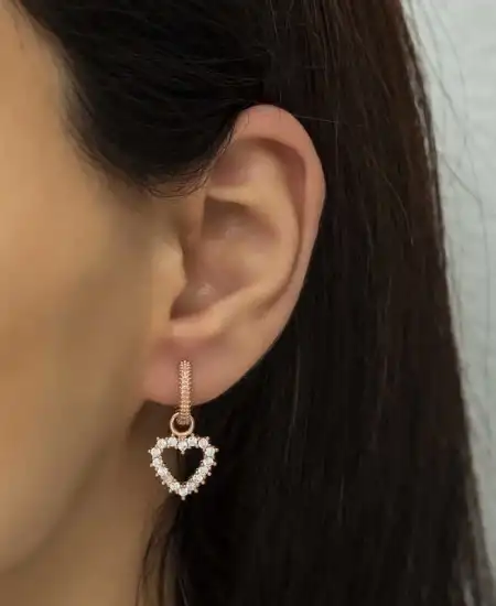 Gümüş Halka Kalp Bayan Küpe