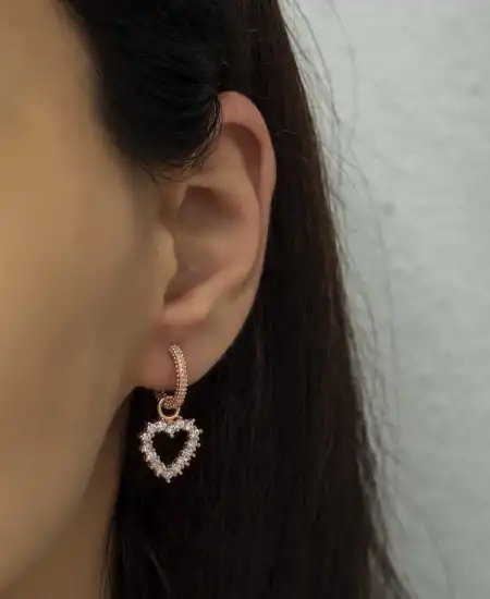 Gümüş Halka Kalp Bayan Küpe