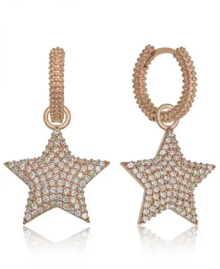 Gümüş Halka Yıldız Bayan Küpe