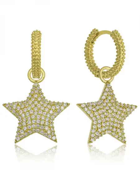 Gümüş Halka Yıldız Bayan Küpe