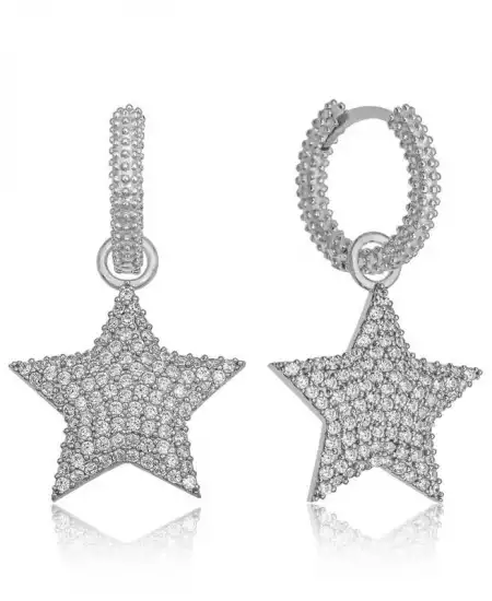 Gümüş Halka Yıldız Bayan Küpe