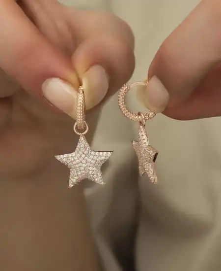 Gümüş Halka Yıldız Bayan Küpe