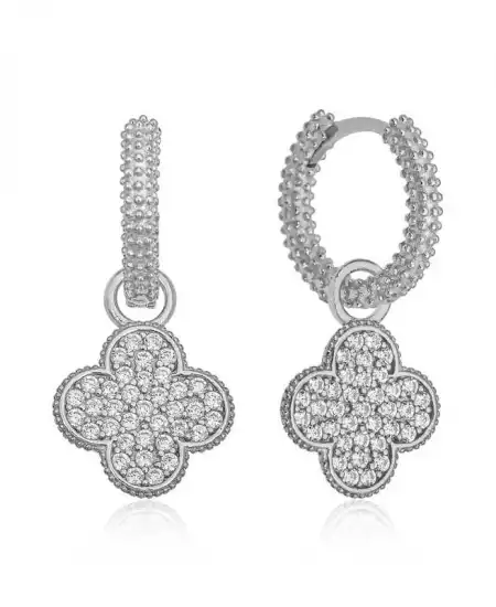 Gümüş Halka Yonca Bayan Küpe