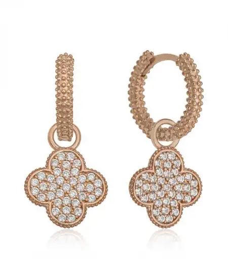 Gümüş Halka Yonca Bayan Küpe