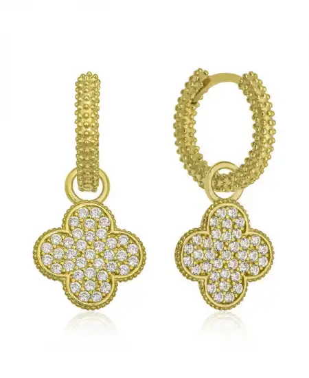 Gümüş Halka Yonca Bayan Küpe