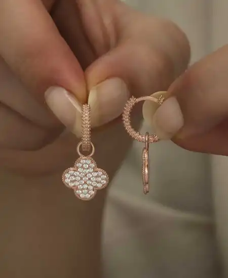 Gümüş Halka Yonca Bayan Küpe