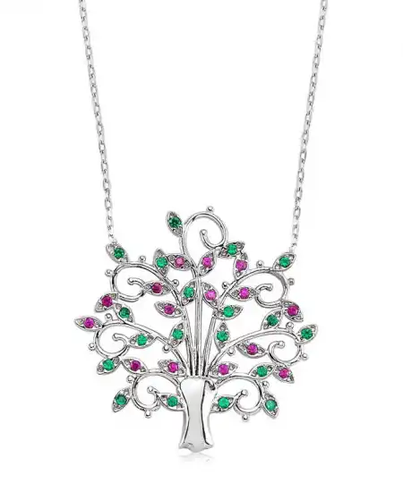Gümüş Hayat Ağacı Bayan Kolye