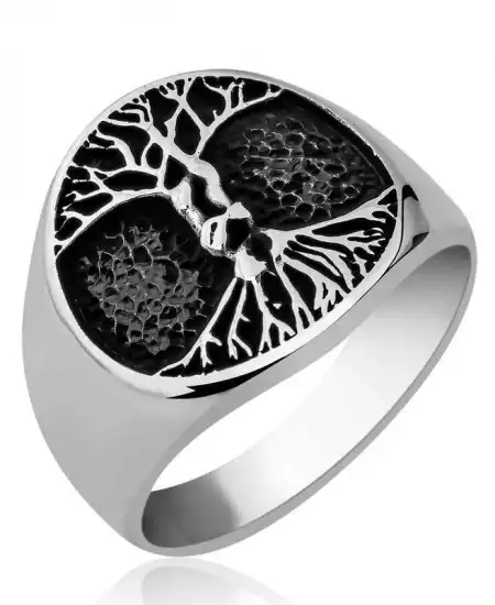 Gümüş Hayat Ağacı Erkek Yüzük
