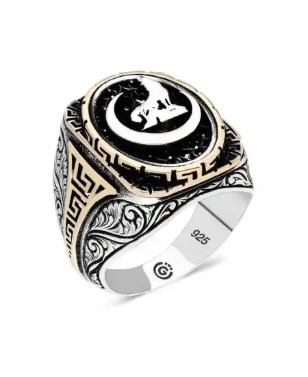 Gümüş Hilal Bozkurt Oval Erkek Yüzük