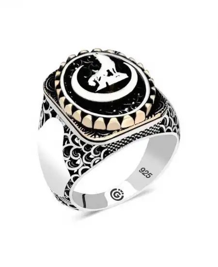 Gümüş Hilal Bozkurt Oval Erkek Yüzük