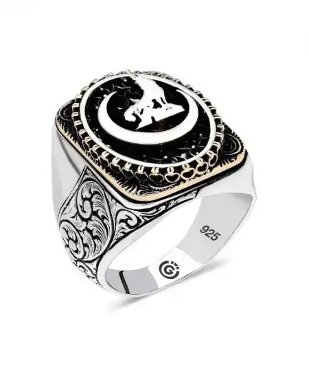 Gümüş Hilal Bozkurt Oval Erkek Yüzük