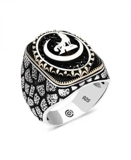 Gümüş Hilal Bozkurt Oval Erkek Yüzük