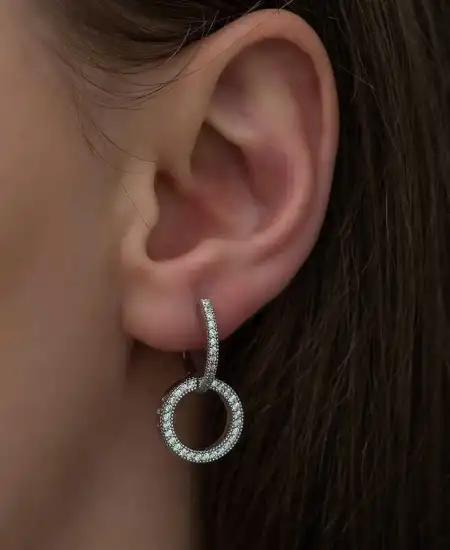 Gümüş İç İçe Geçmiş Halka Bayan Küpe