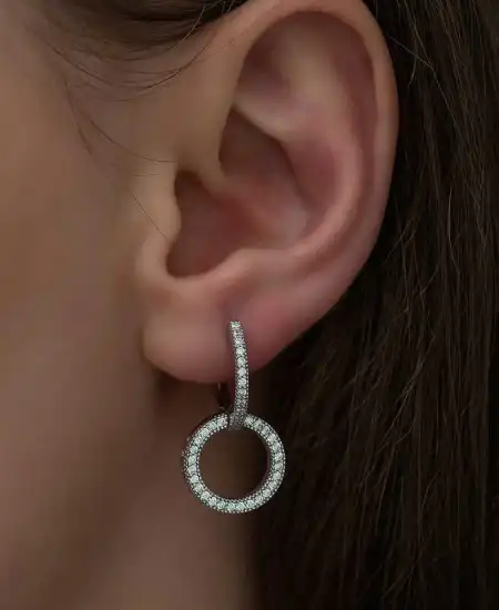 Gümüş İç İçe Geçmiş Halka Bayan Küpe